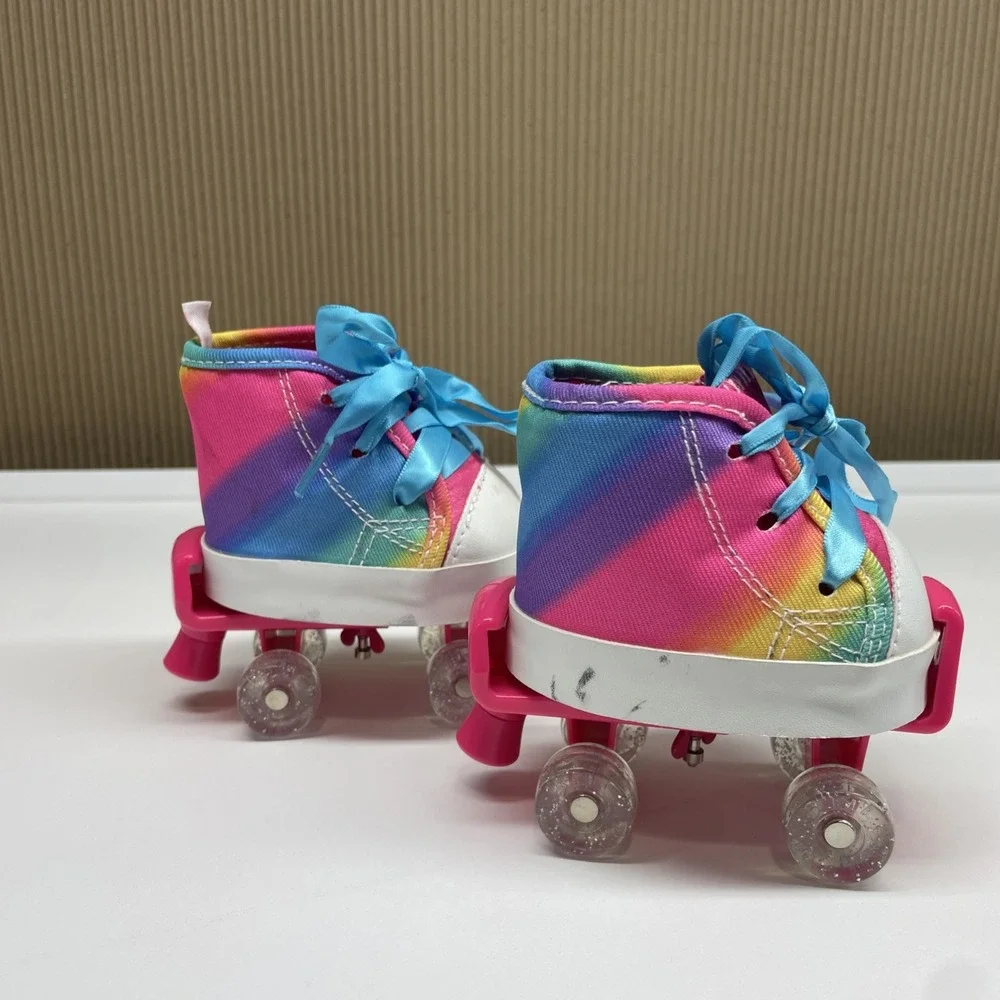 Build A Bear Shoes BABW High Top Rainbow Sneakers With Blue Laces